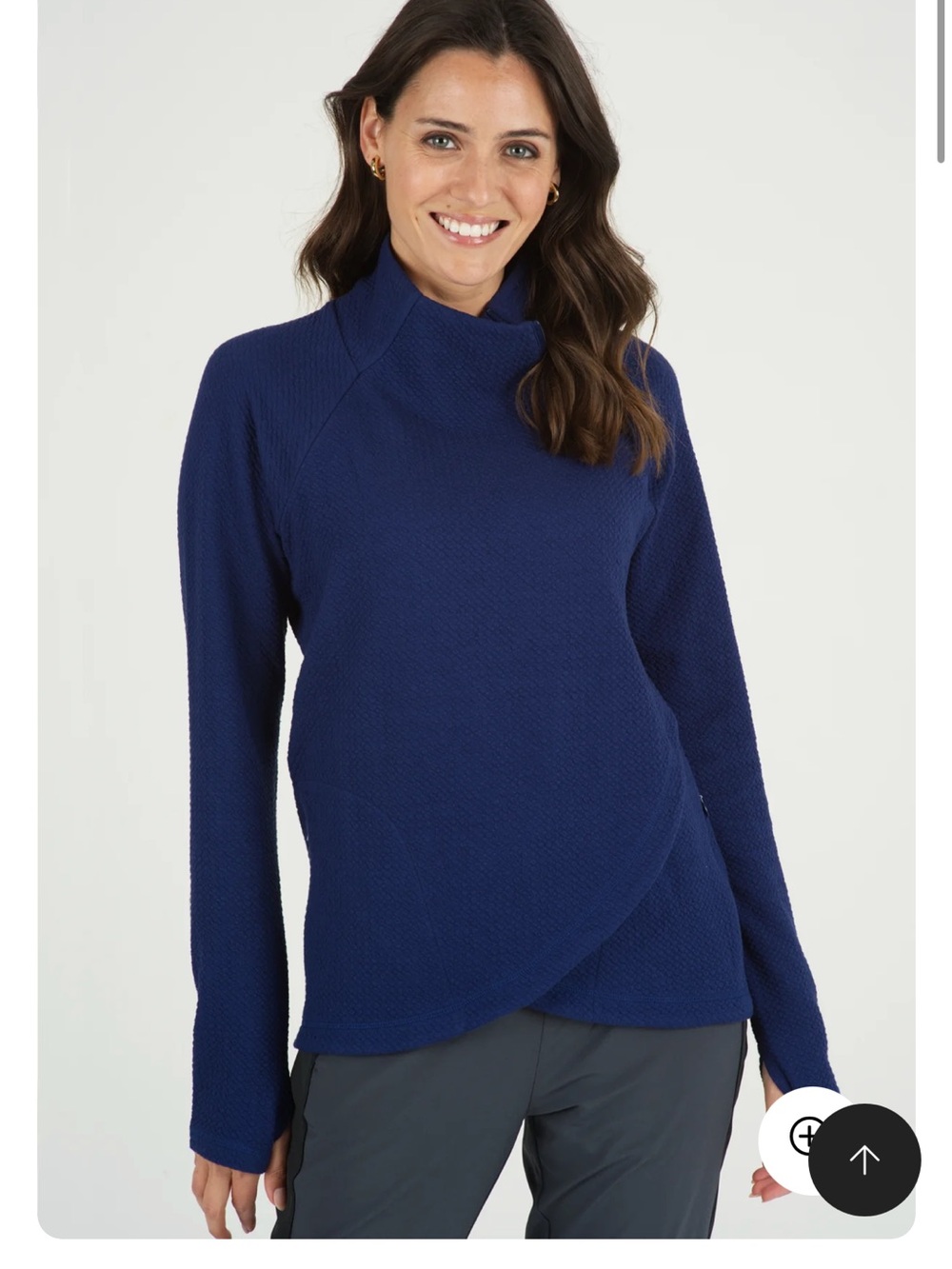 IBKUL Popcorn Stitch Asymmetrical Zip Pullover - Navy Blue
